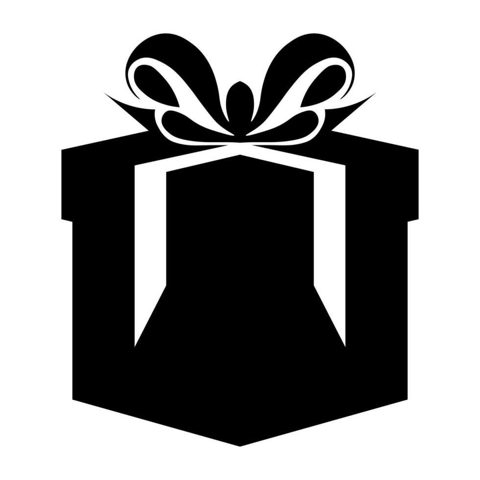 Gift black vector icon isolated on white background