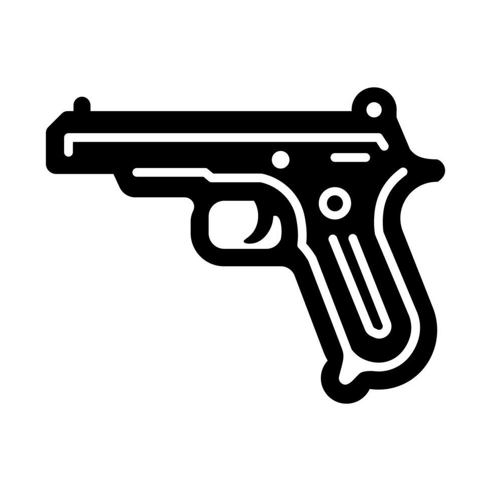 Gun black vector icon isolated on white background