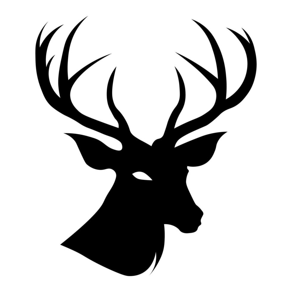 Deer black vector icon isolated on white background