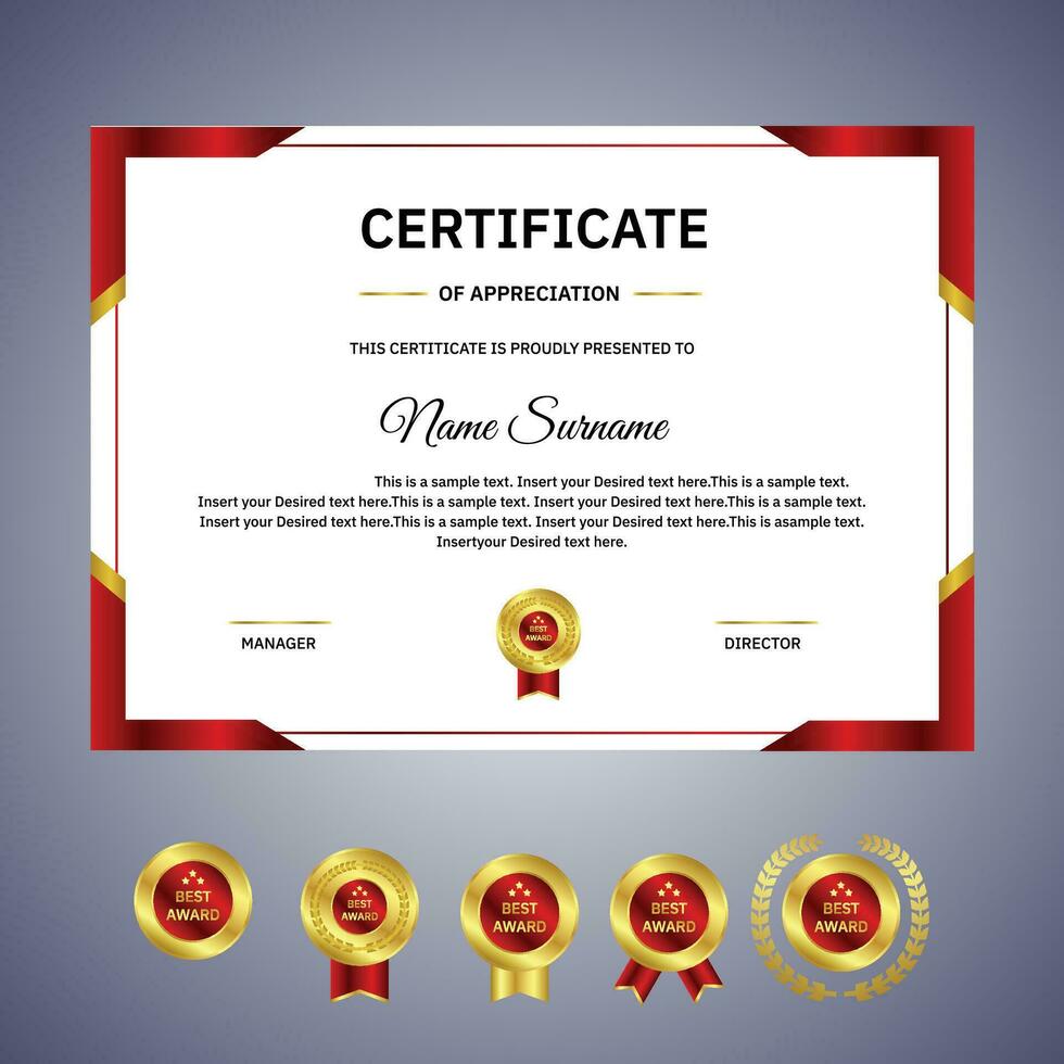 Red and Golden  badge ribbon Certificate vector