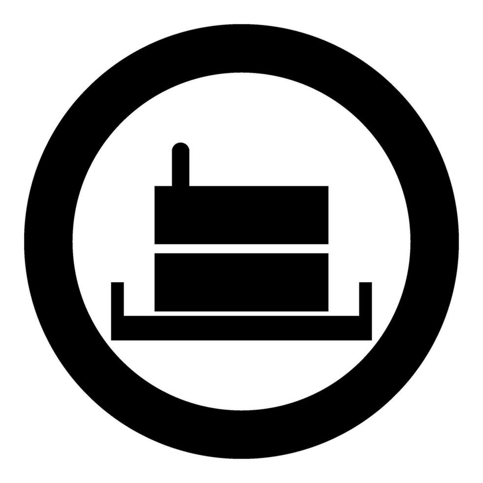 Millstone manual old stone mill flour production grinding grain with handle holder icon in circle round black color vector illustration image solid outline style