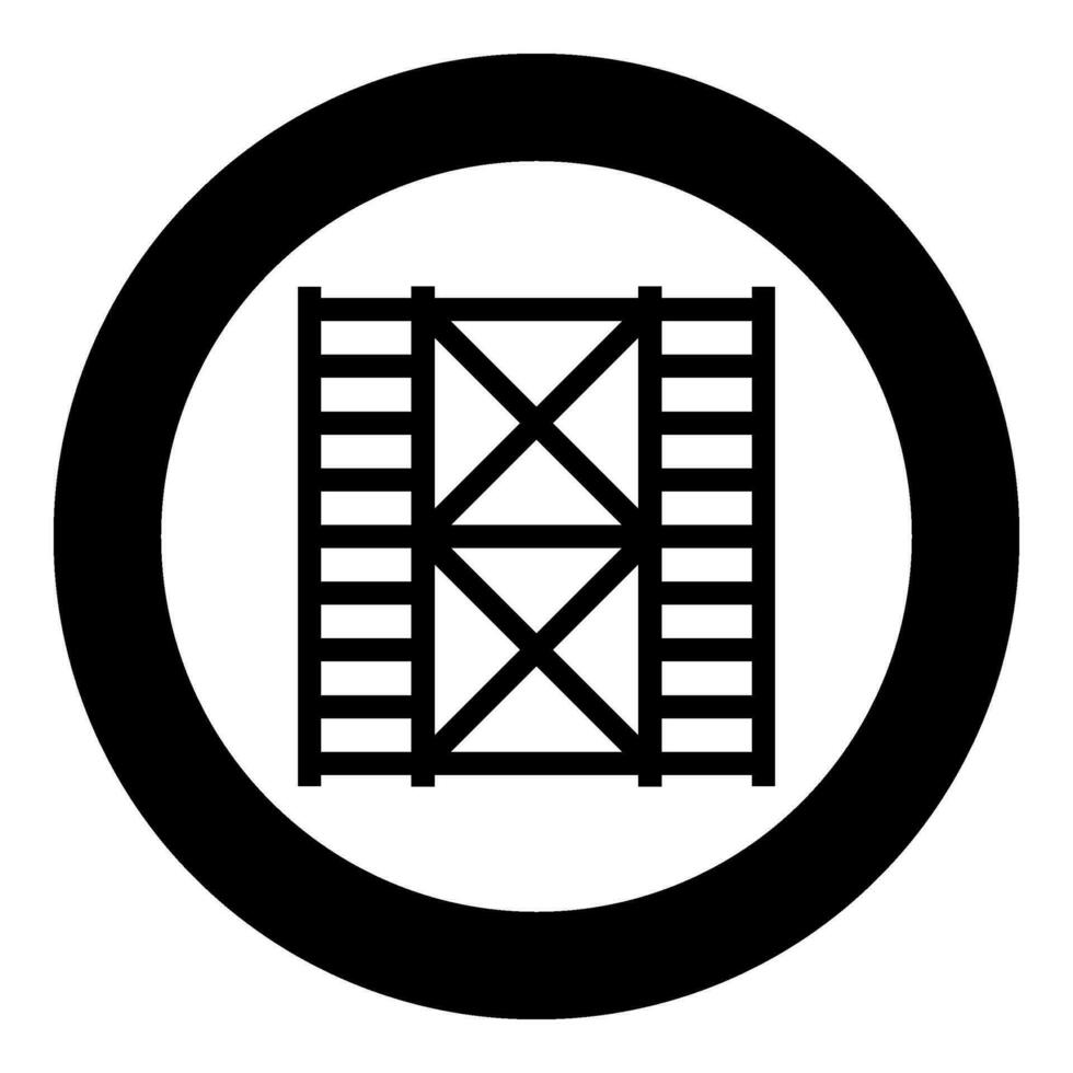 Scaffolding prefabricated construction frame floors two 2 icon in circle round black color vector illustration image solid outline style
