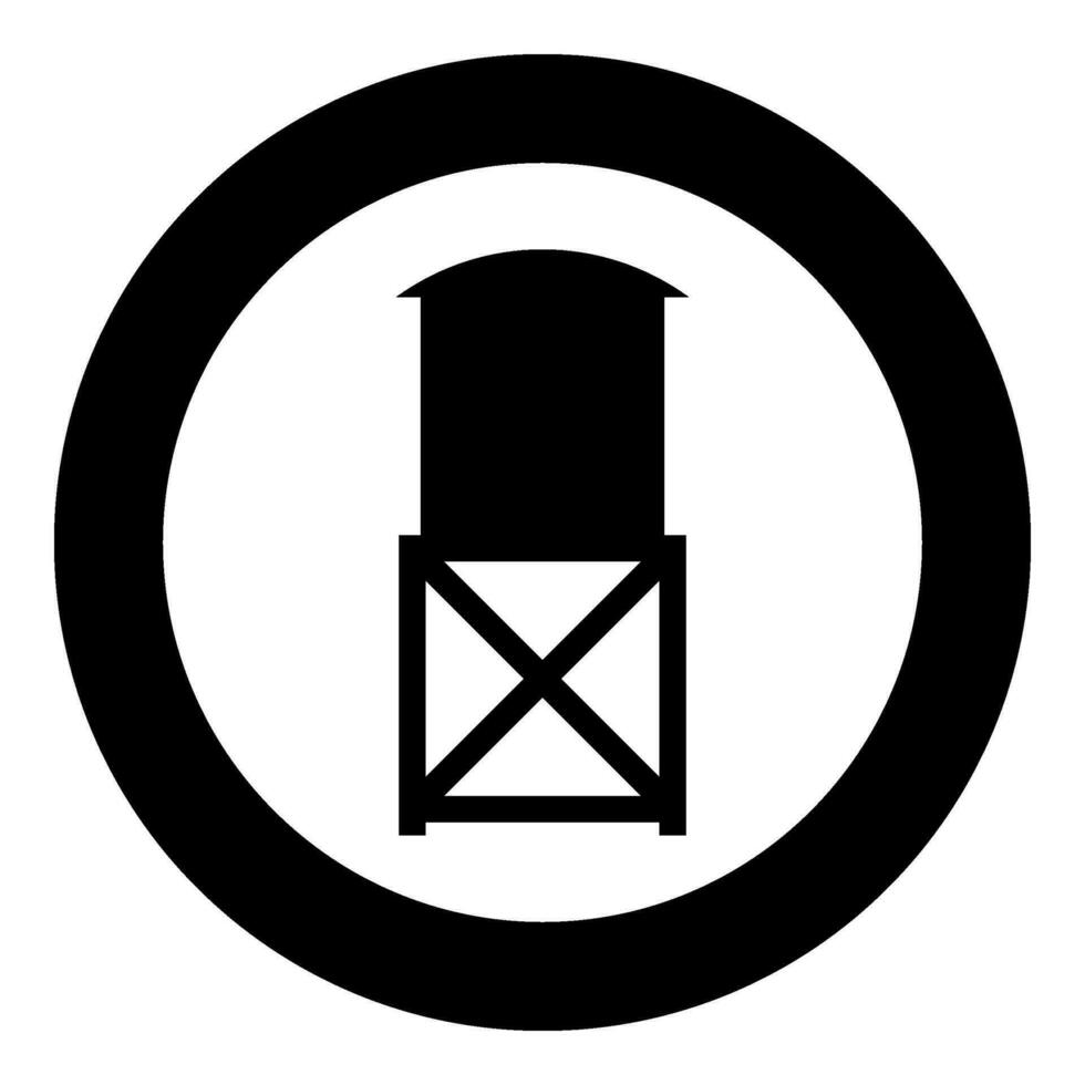 agua torre elevado industrial construcción tanque icono en circulo redondo negro color vector ilustración imagen sólido contorno estilo