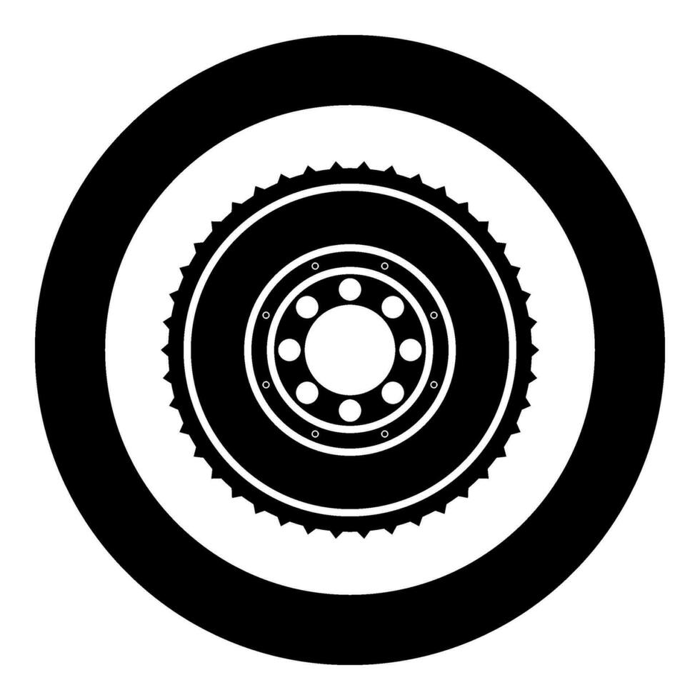 Car clutch flywheel cohesion transmission auto part plate kit repair service icon in circle round black color vector illustration image solid outline style