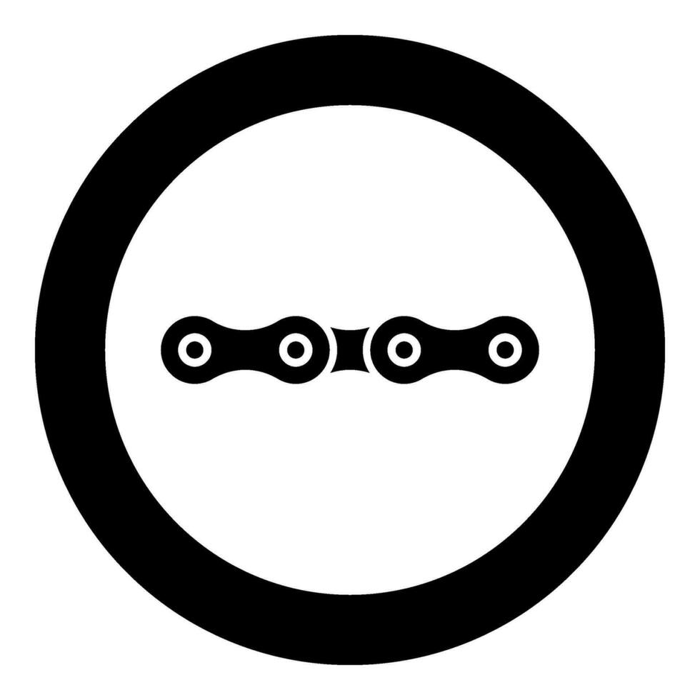 cadena bicicleta enlace bicicleta motocicleta dos elemento icono en circulo redondo negro color vector ilustración imagen sólido contorno estilo