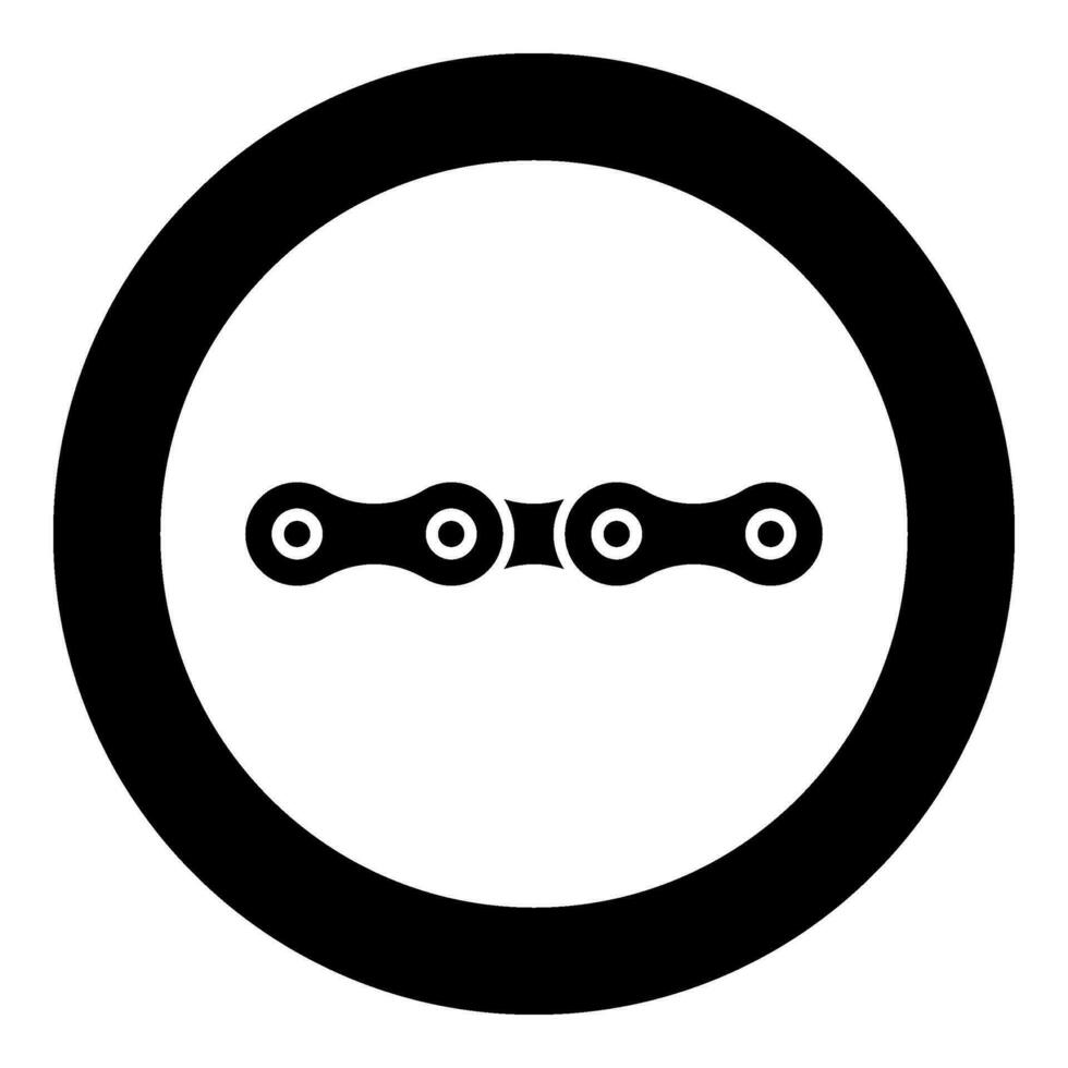 Chain bicycle link bike motorcycle two element icon in circle round black color vector illustration image solid outline style