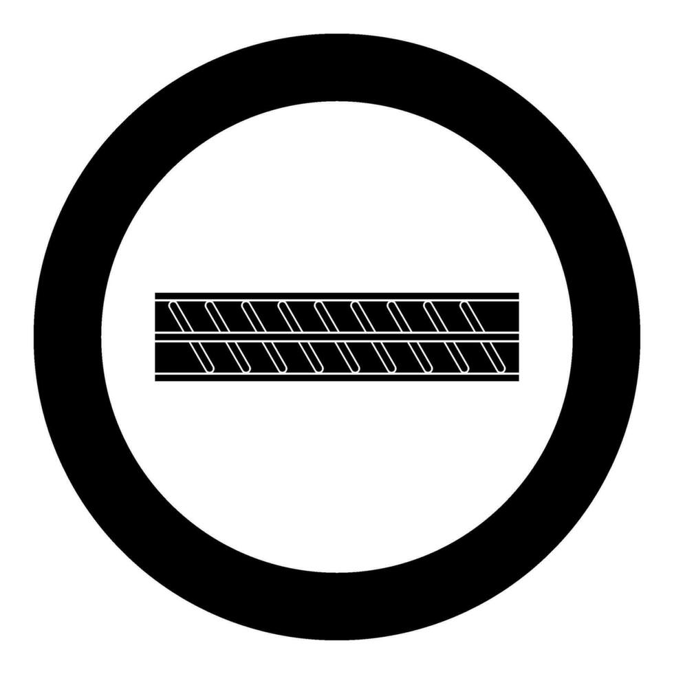 Reinforcement bar rebar ribbed metal rod icon in circle round black color vector illustration image solid outline style