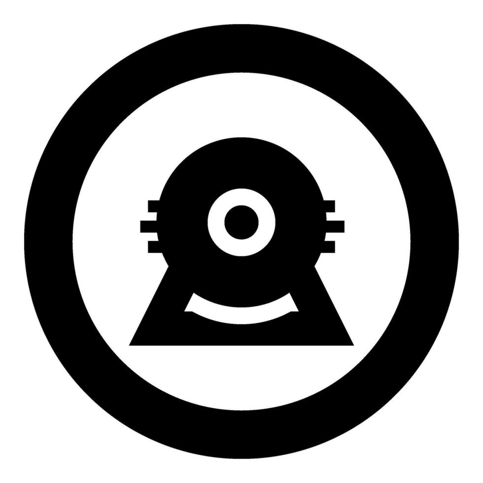 Electric motor electromotor engine industrial icon in circle round black color vector illustration image solid outline style