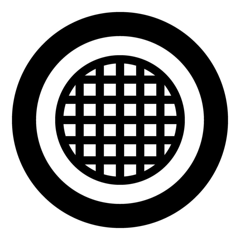 Grating grate lattice trellis net mesh BBQ grill grilling surface round shape icon in circle round black color vector illustration image solid outline style
