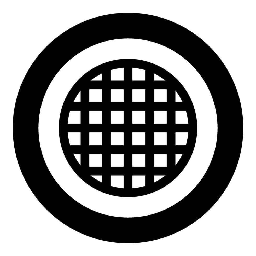 Grating grate lattice trellis net mesh BBQ grill grilling surface round shape icon in circle round black color vector illustration image solid outline style