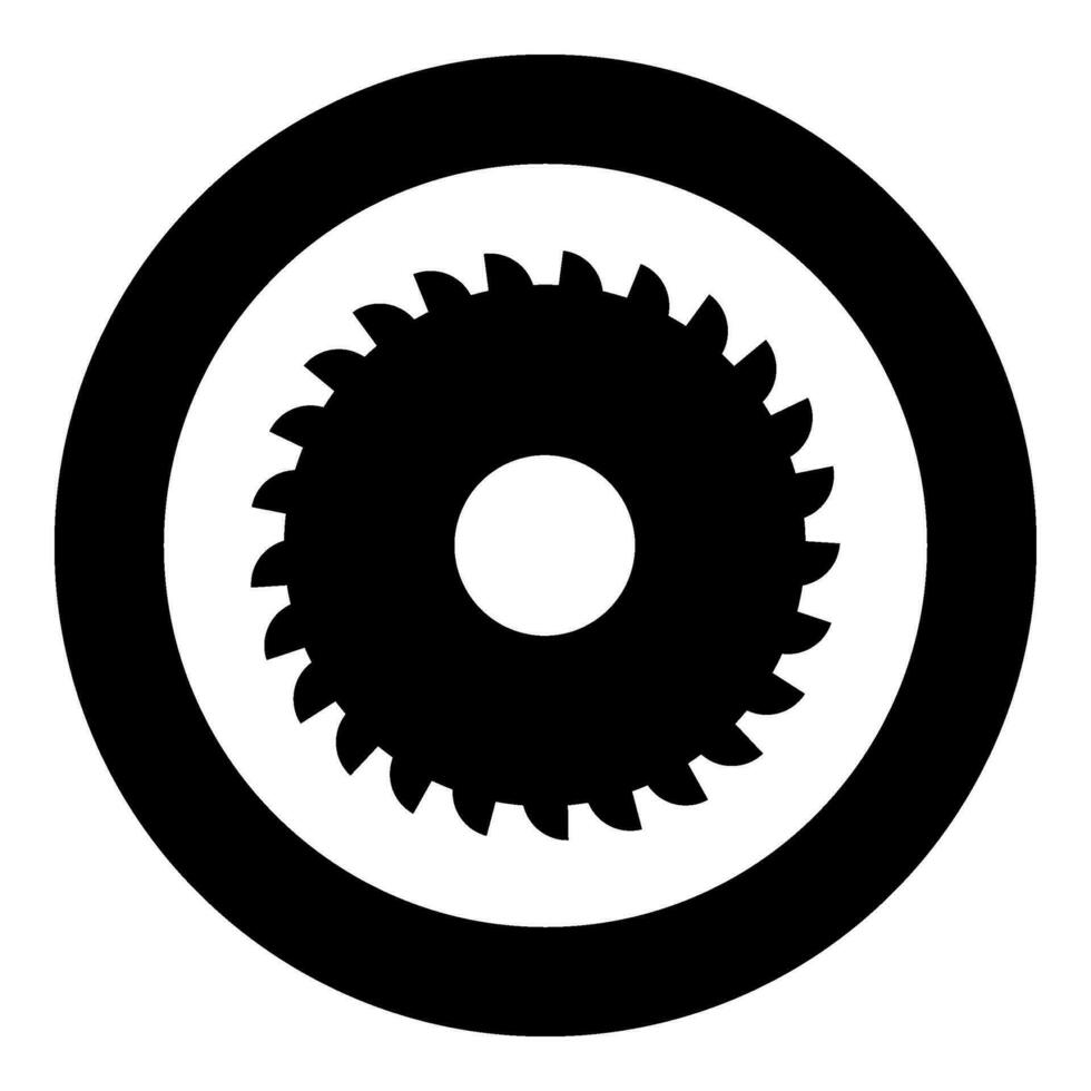 Round knife millstone circular saw disc icon in circle round black color vector illustration image solid outline style