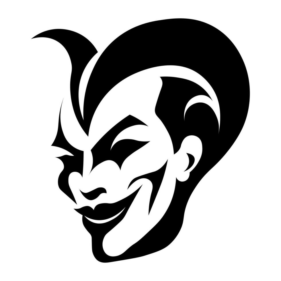 Joker black vector icon isolated on white background