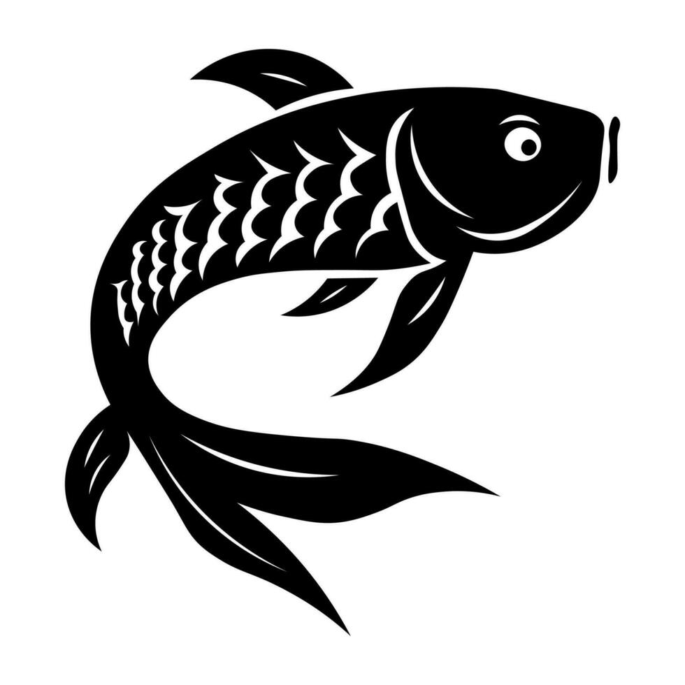 koi pescado negro vector icono aislado en blanco antecedentes