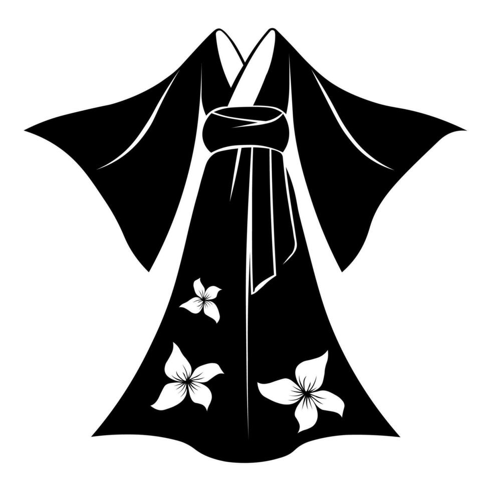 kimono negro vector icono aislado en blanco antecedentes