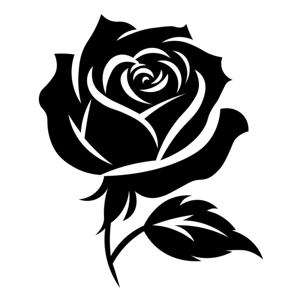 Rose black vector icon isolated on white background
