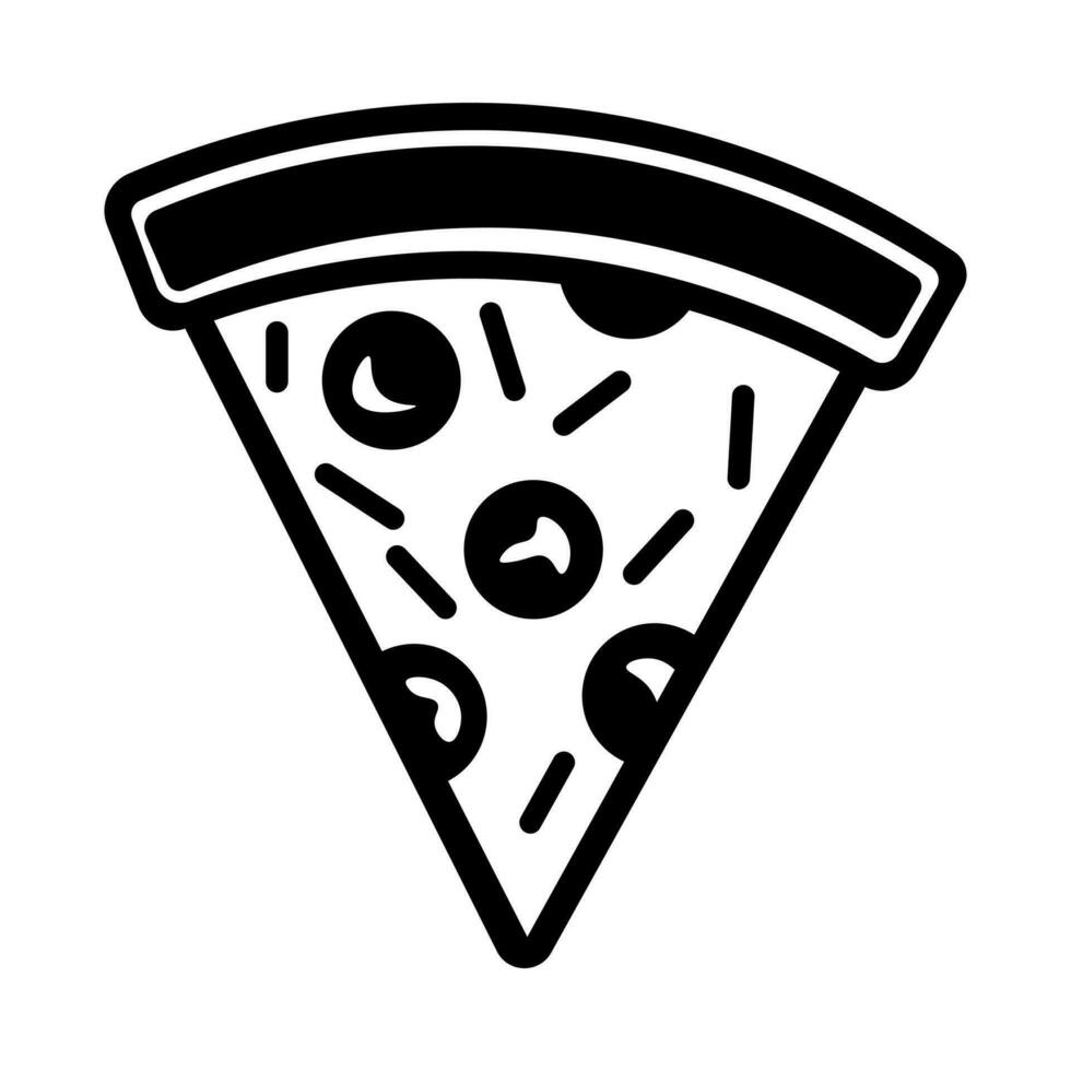 Pizza black vector icon isolated on white background