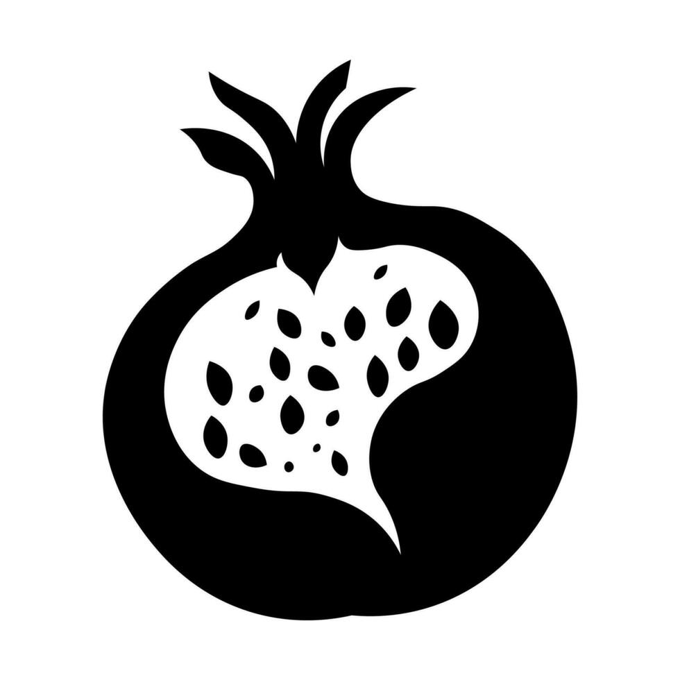 Pomegranate black vector icon isolated on white background