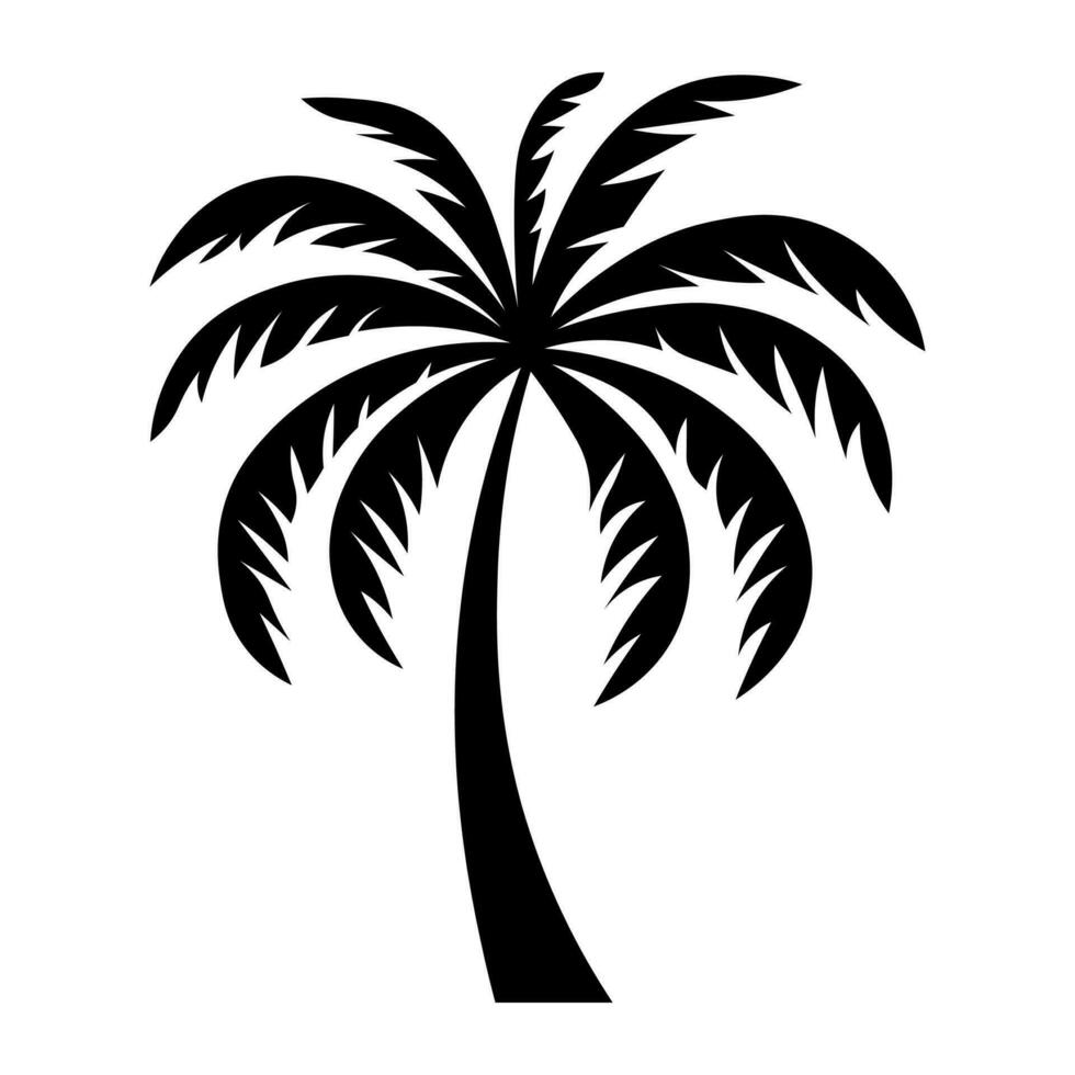 Palm tree black vector icon isolated on white background