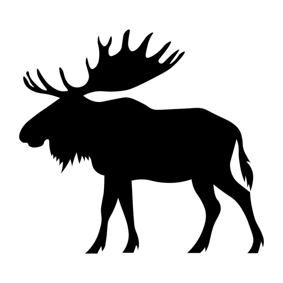 Moose black vector icon isolated on white background