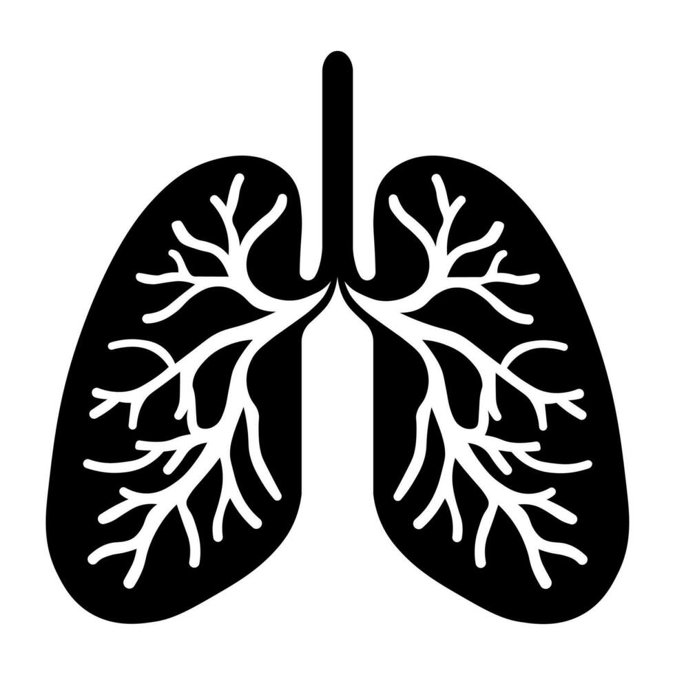 Lungs black vector icon isolated on white background