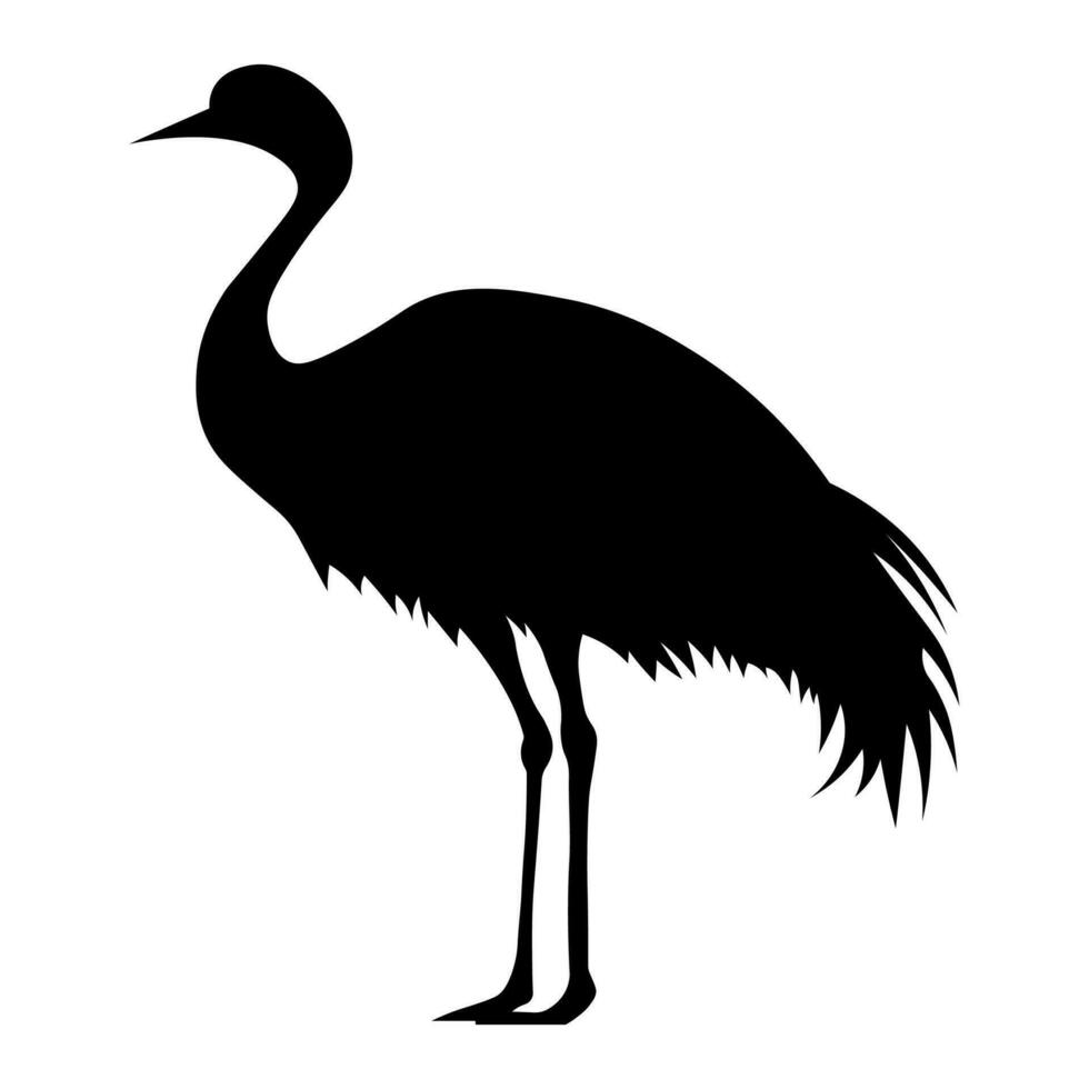 Ostrich black vector icon isolated on white background