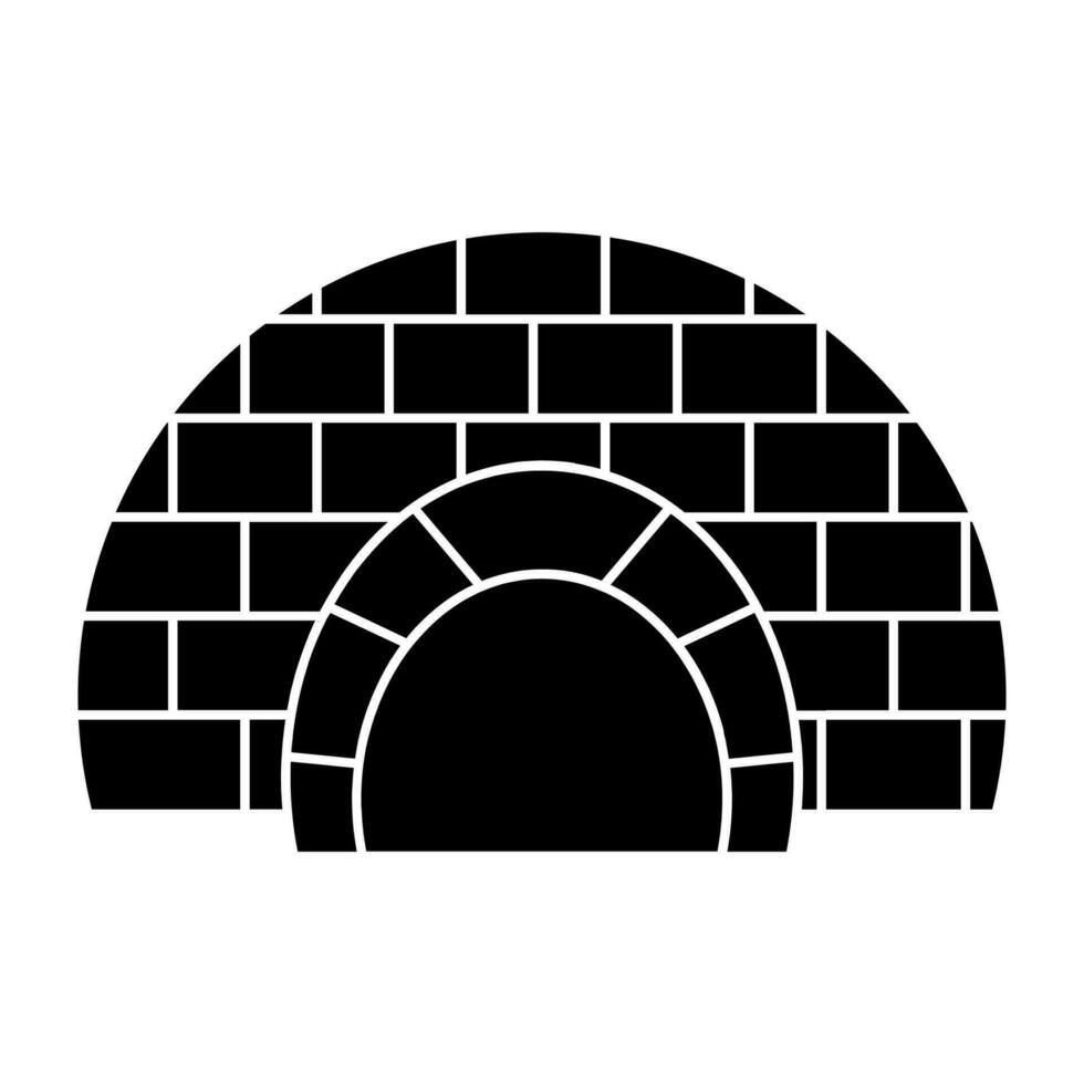 Igloo black vector icon isolated on white background