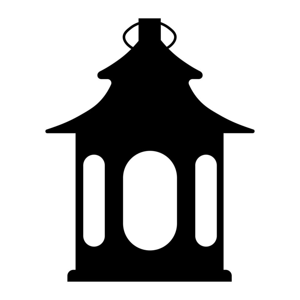 Lantern black vector icon isolated on white background