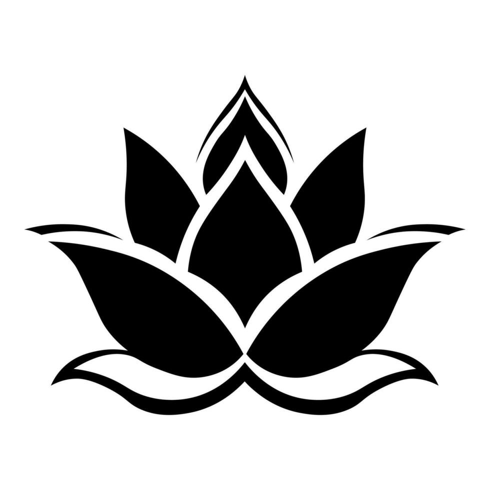 Lotus black vector icon isolated on white background
