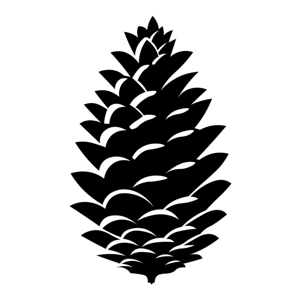 Pine cone black vector icon isolated on white background
