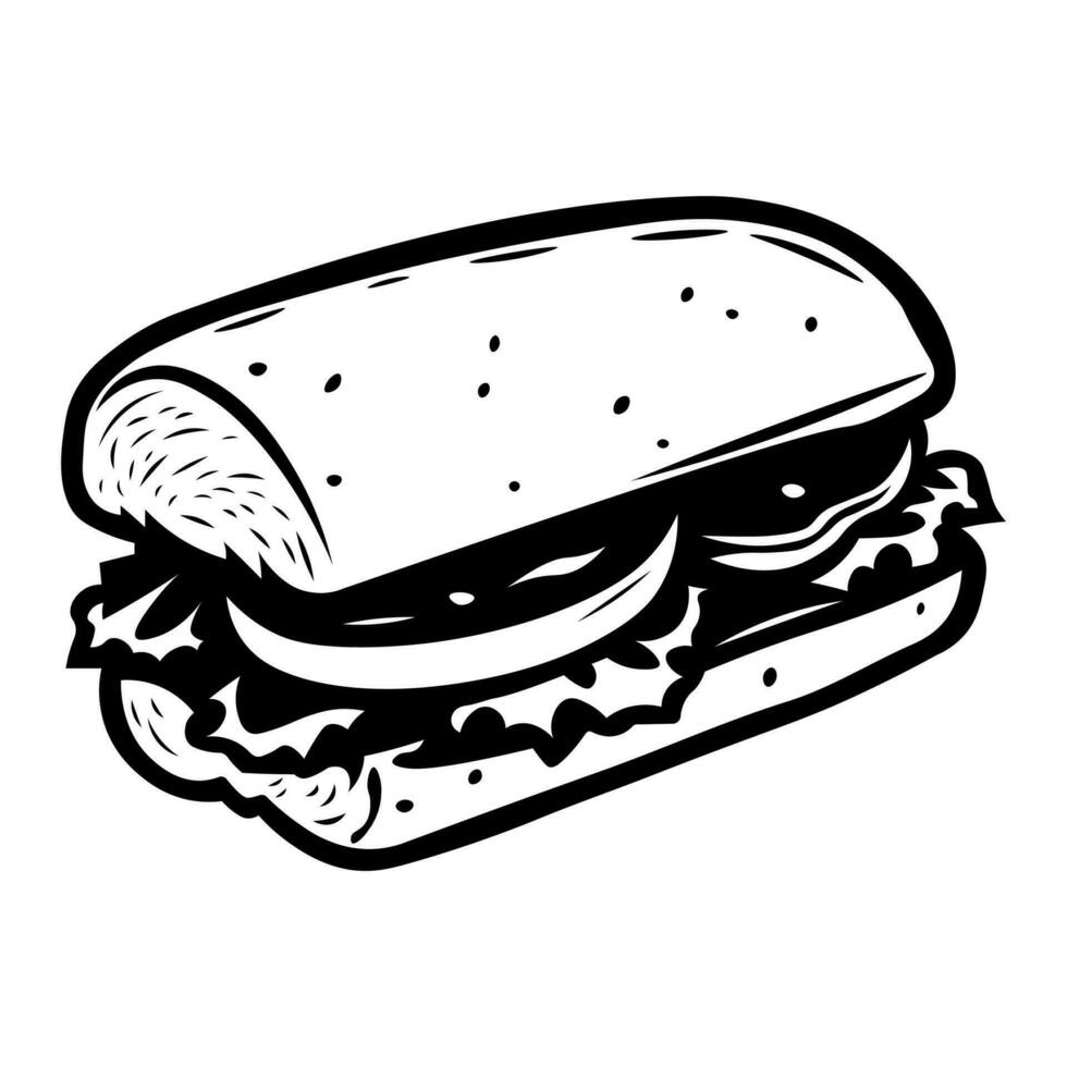 Sandwich black vector icon isolated on white background