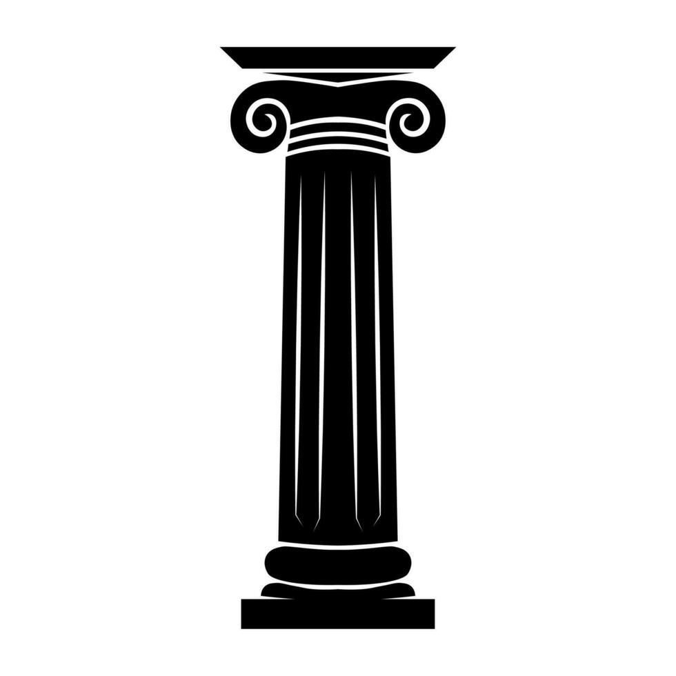 Greek pillar black vector icon isolated on white background