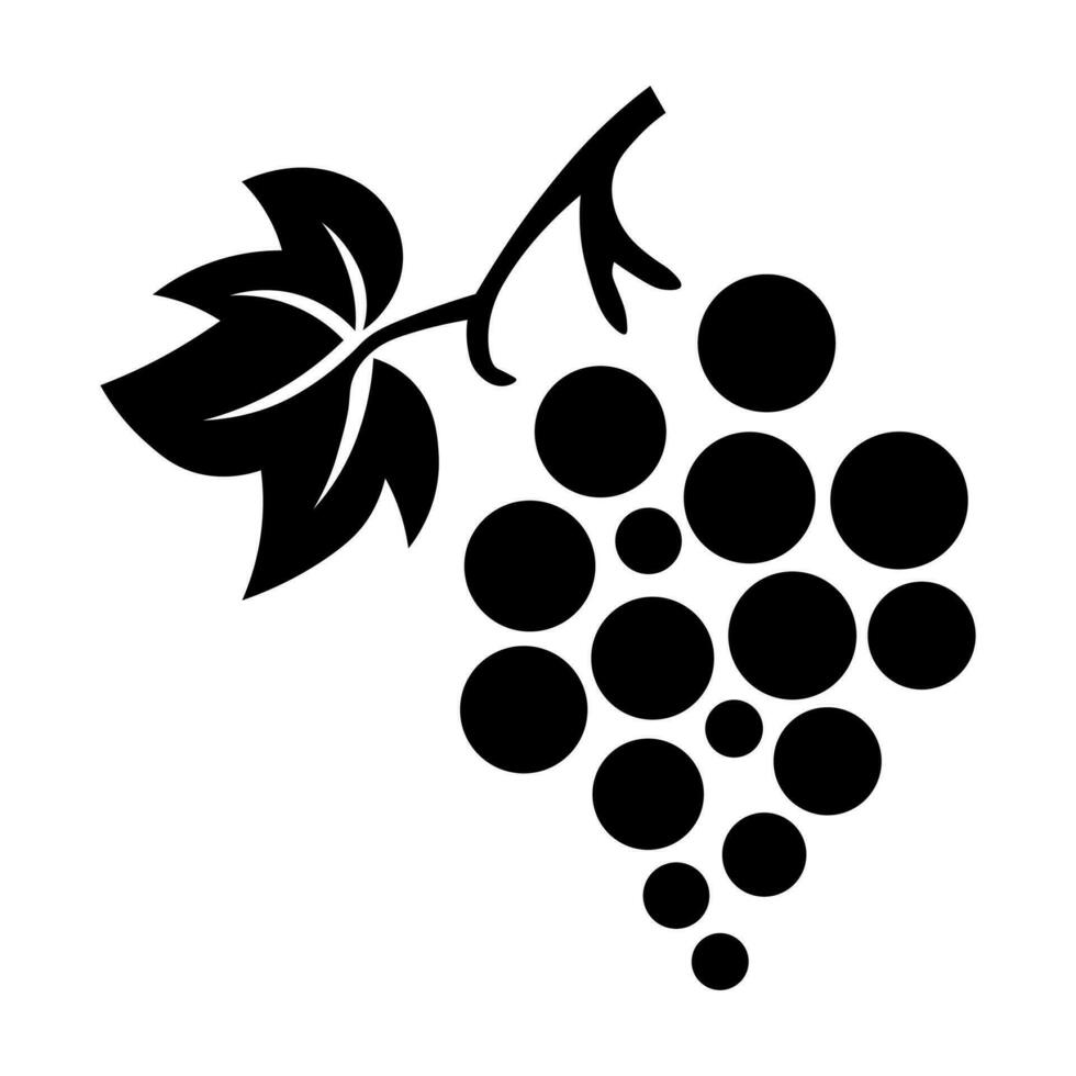 Grapes black vector icon isolated on white background