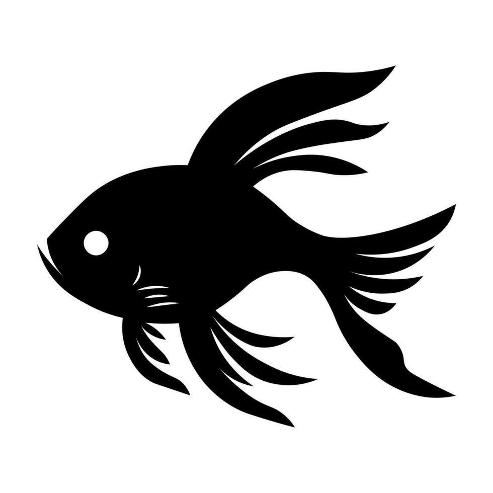 Goldfish black vector icon isolated on white background