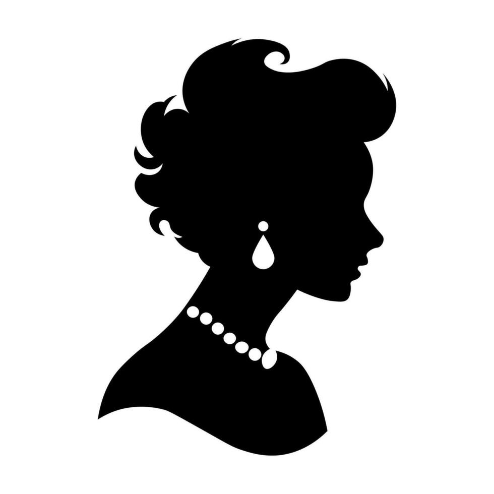 Lady black vector icon isolated on white background