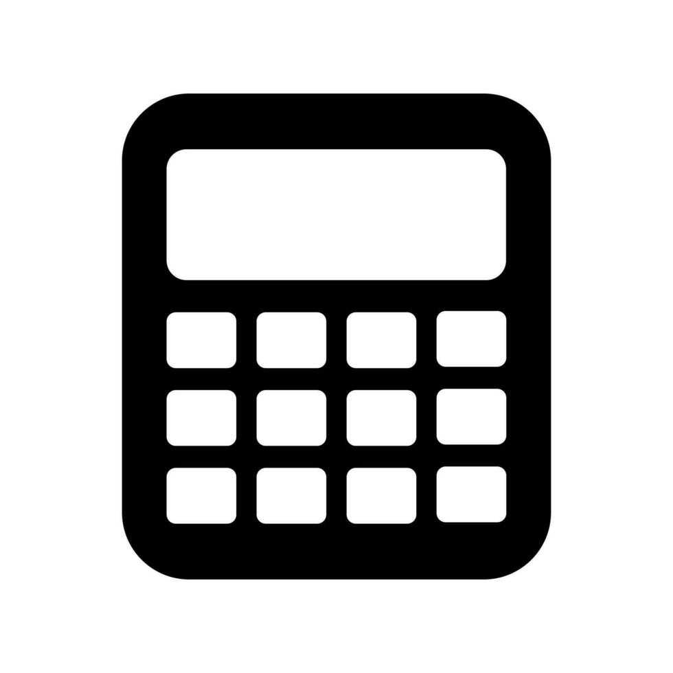 Calculator black vector icon isolated on white background