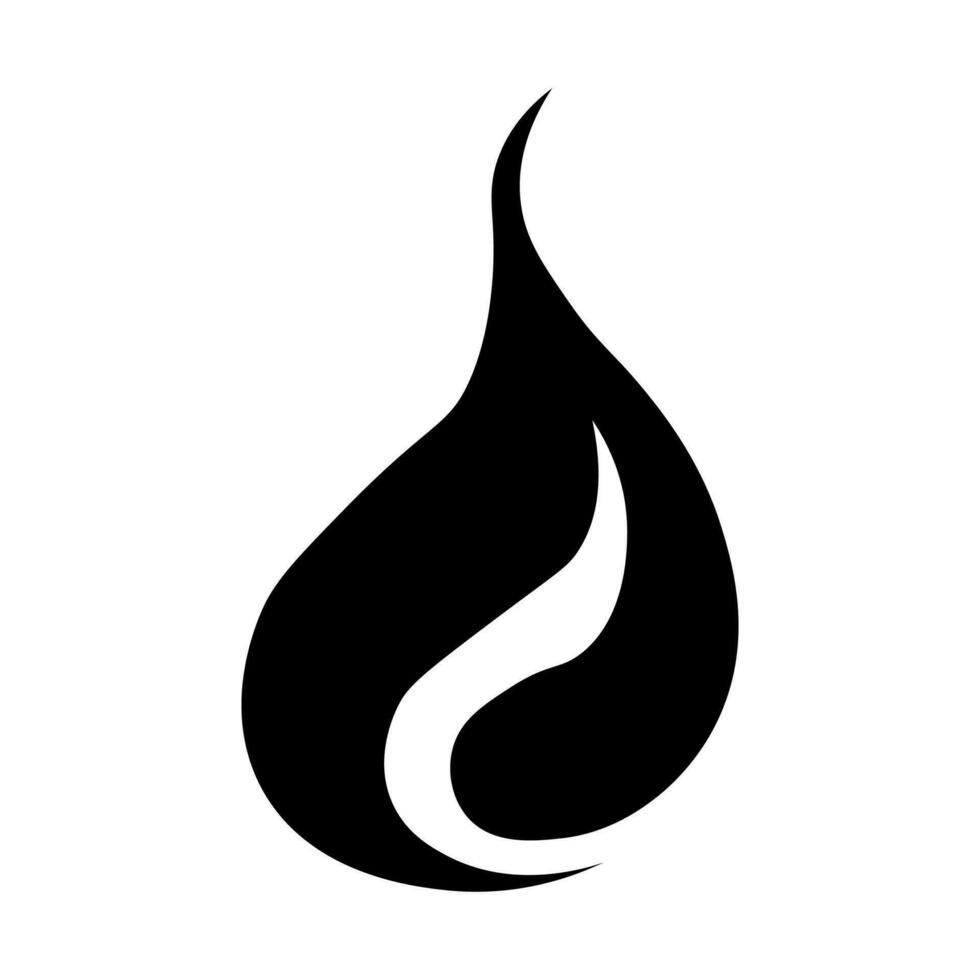 Flame black vector icon isolated on white background