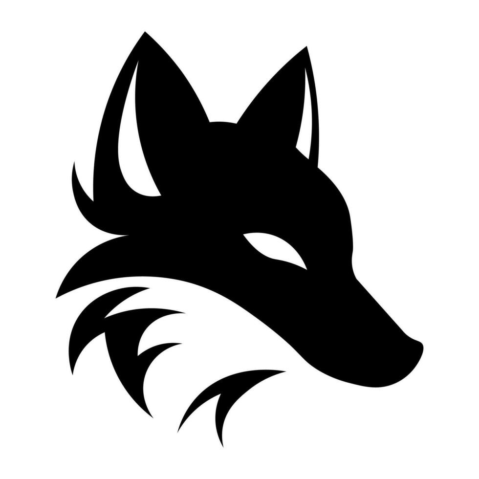 Fox black vector icon isolated on white background