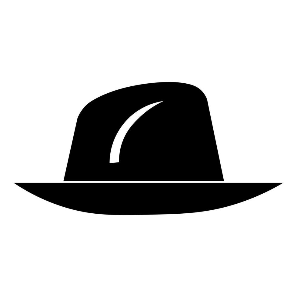 Fedora hat black vector icon isolated on white background