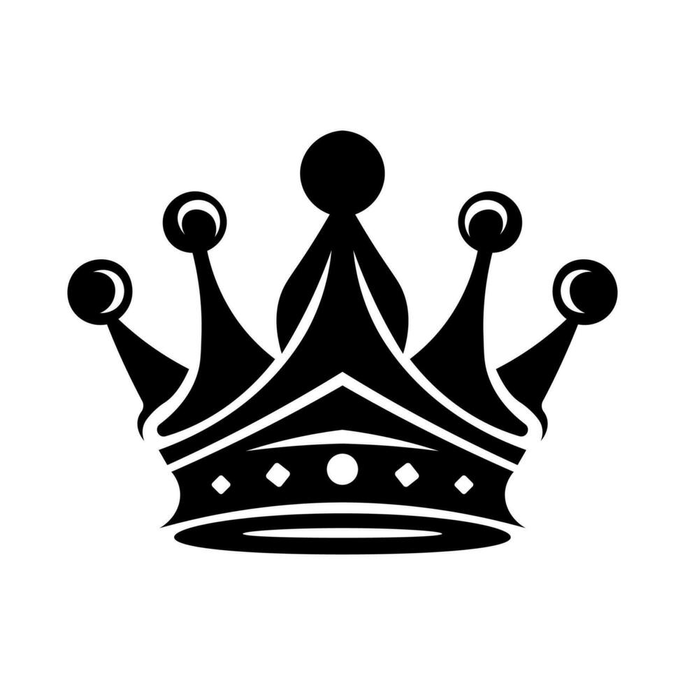 Crown black vector icon isolated on white background