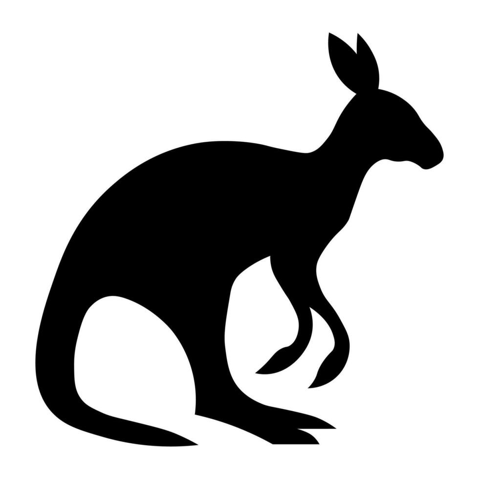 Kangaroo black vector icon isolated on white background