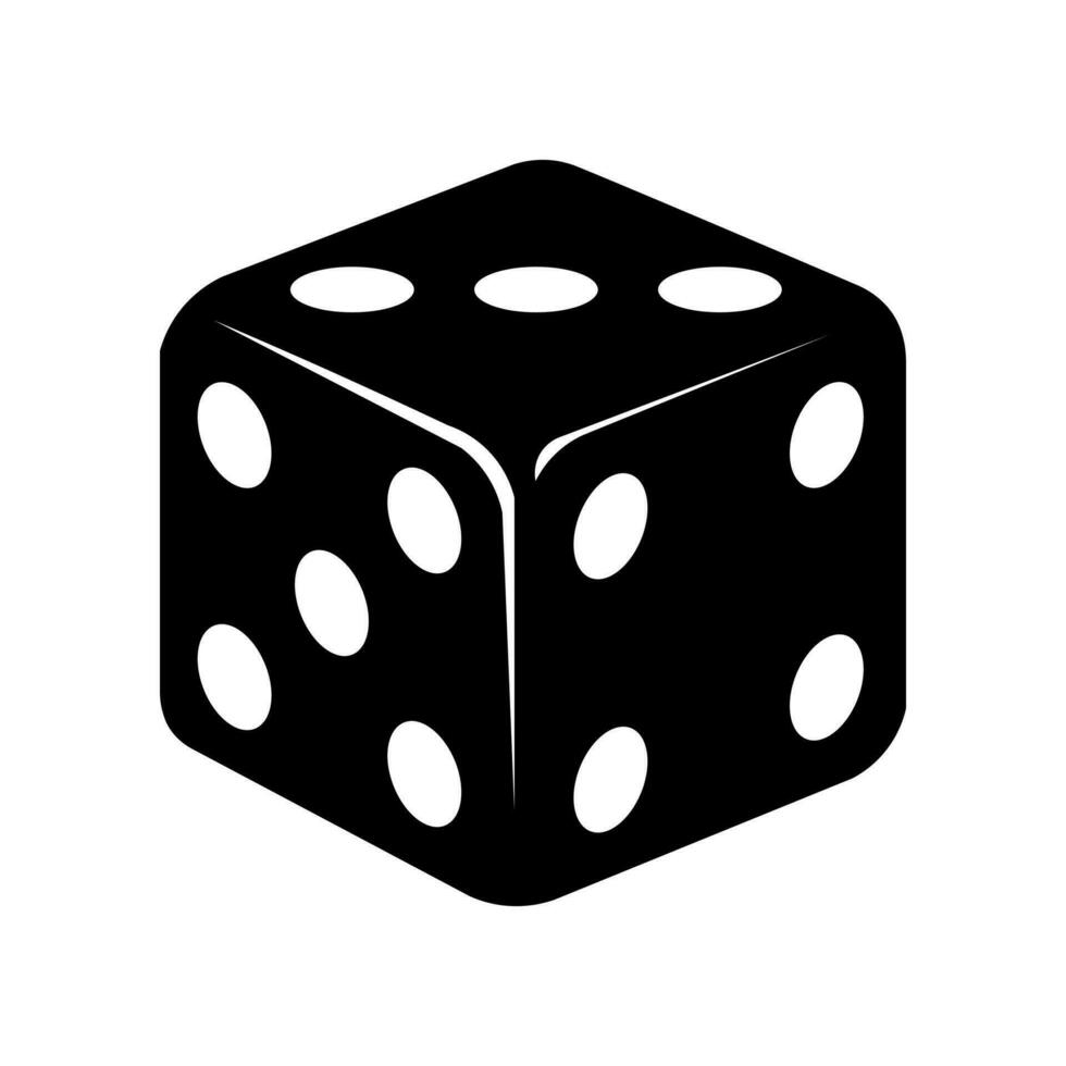 Dice black vector icon isolated on white background