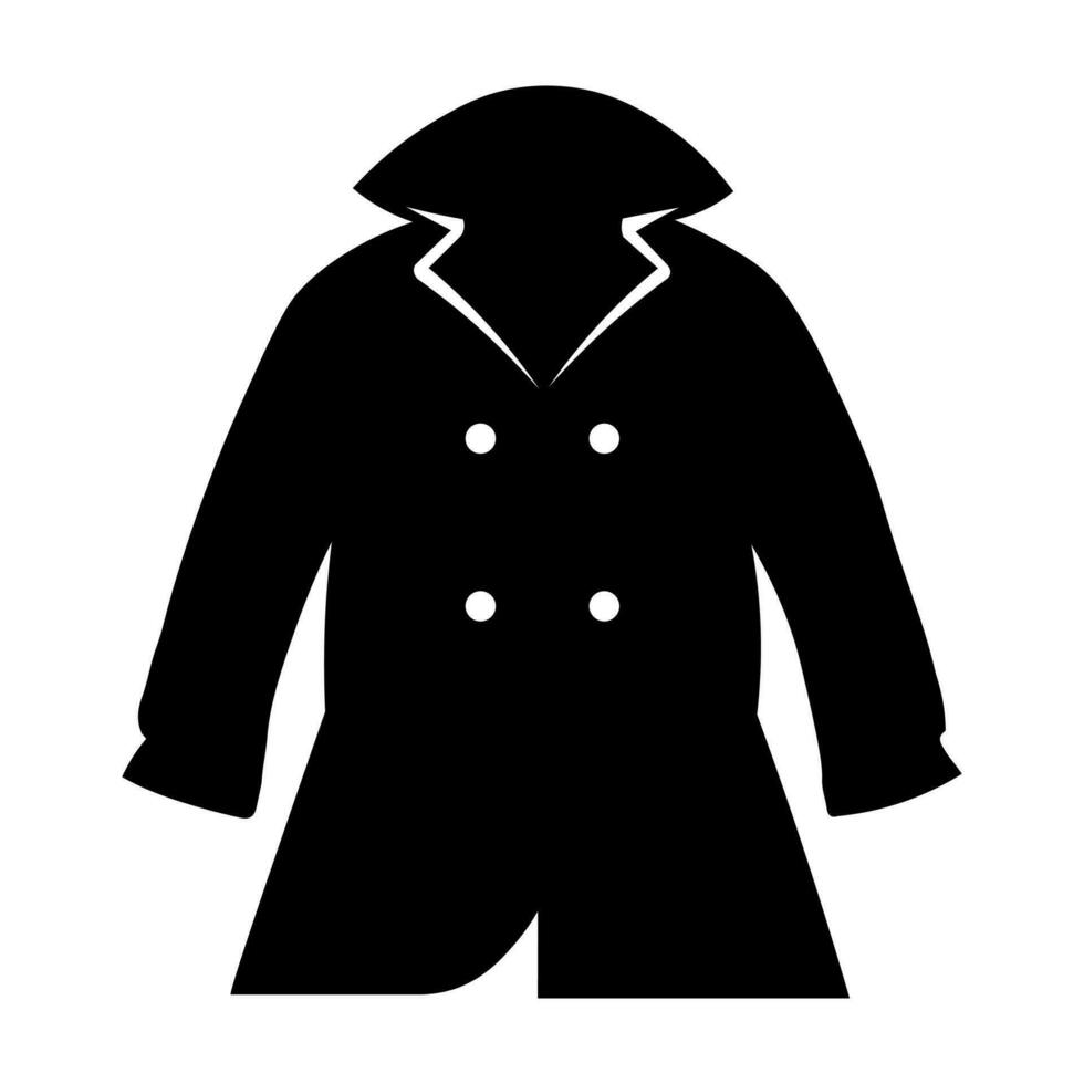 Coat black vector icon isolated on white background