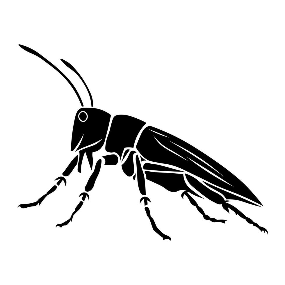 Grasshopper black vector icon isolated on white background