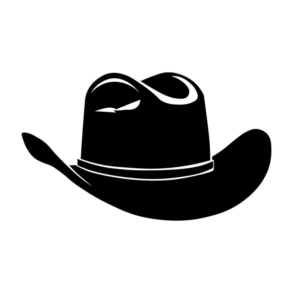 Cowboy hat black vector icon isolated on white background