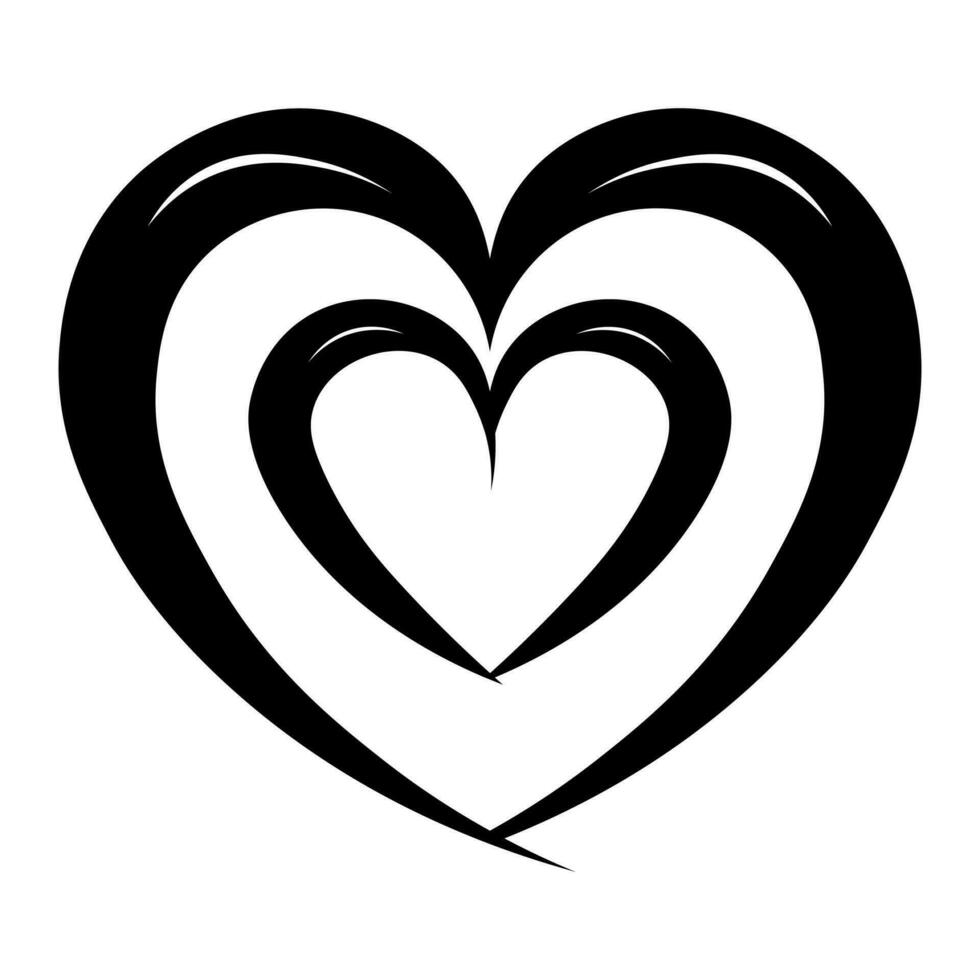 Abstract heart black vector icon isolated on white background