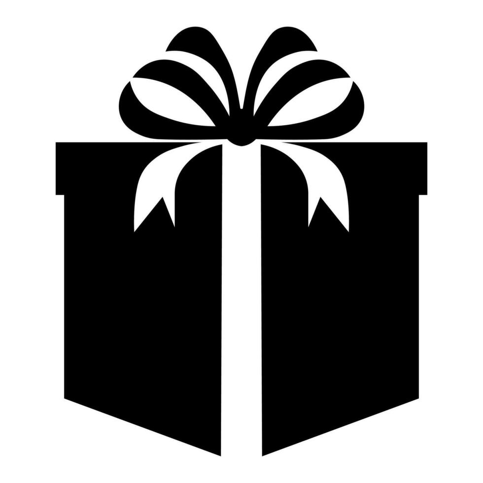 Gift black vector icon isolated on white background