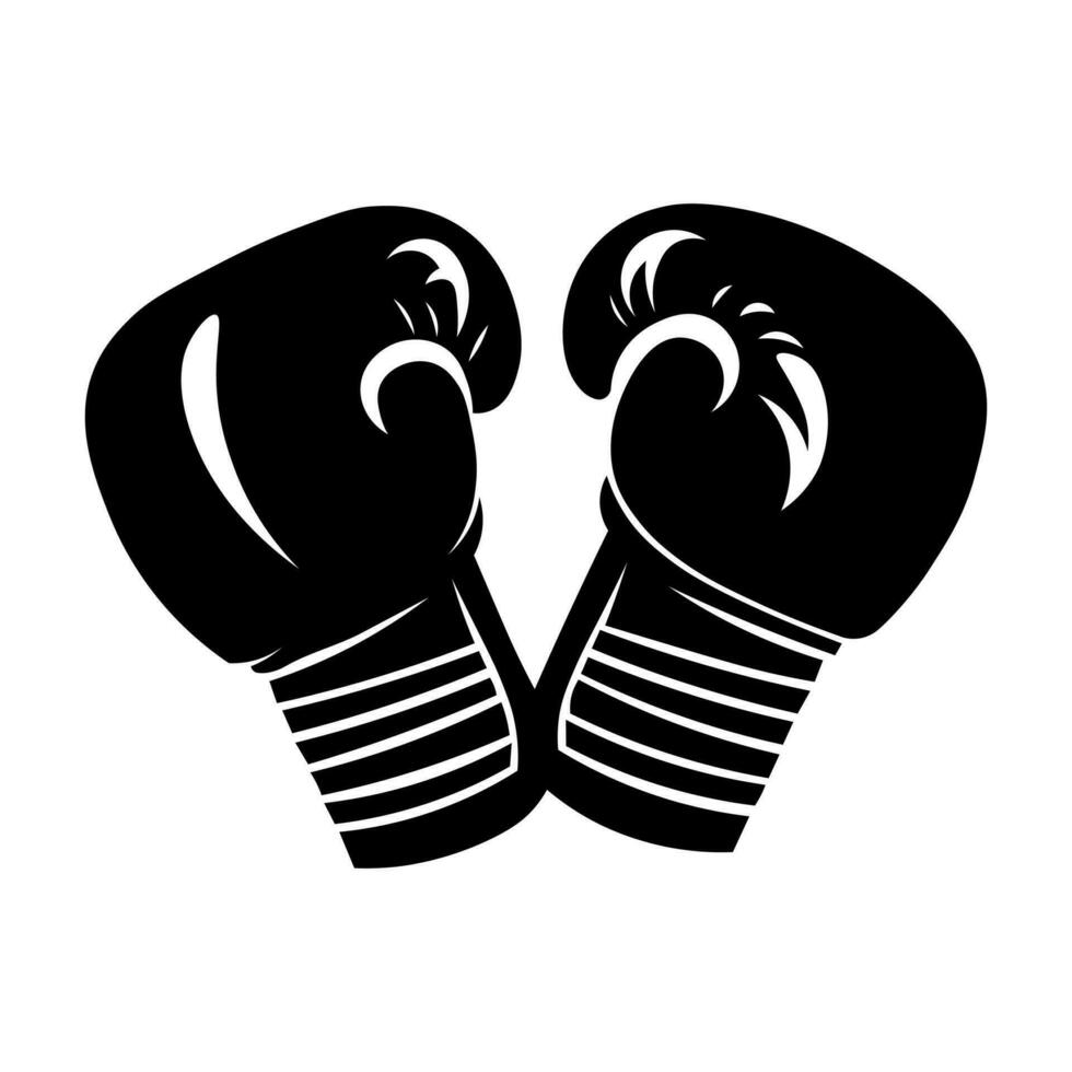 boxeo guantes negro vector icono aislado en blanco antecedentes