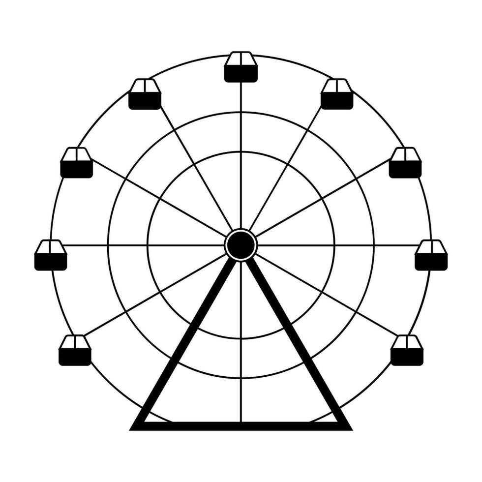 Ferris wheel black vector icon isolated on white background