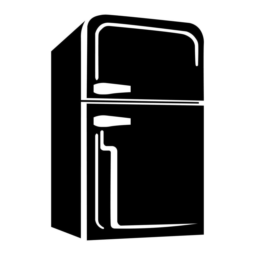 Fridge black vector icon isolated on white background