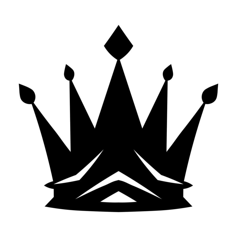 Crown black vector icon isolated on white background